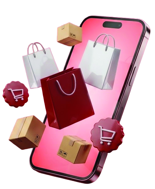 Shopping bags, parcels and a mobile phone